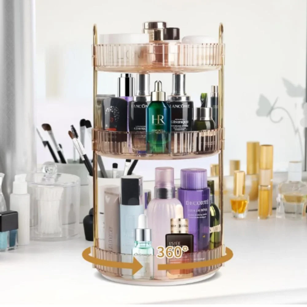 3 Tiers - 360° Turntable Makeup Organizer - Lazy Susan Cosmetics Storage